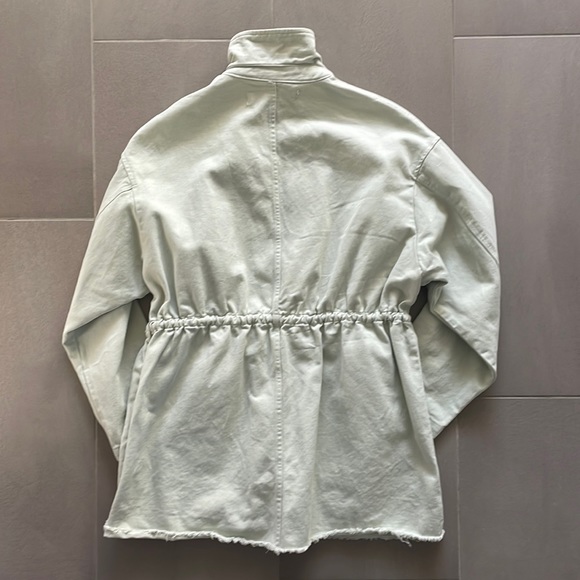 Zara denim oversized jacket w waist tie in green NWOT - Picture 11 of 17